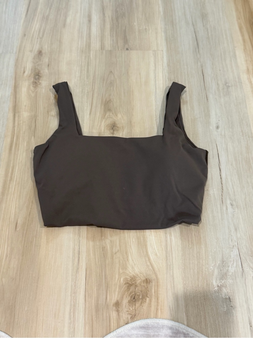 Women’s Square Neck Crop Tank Top - Dark Brown